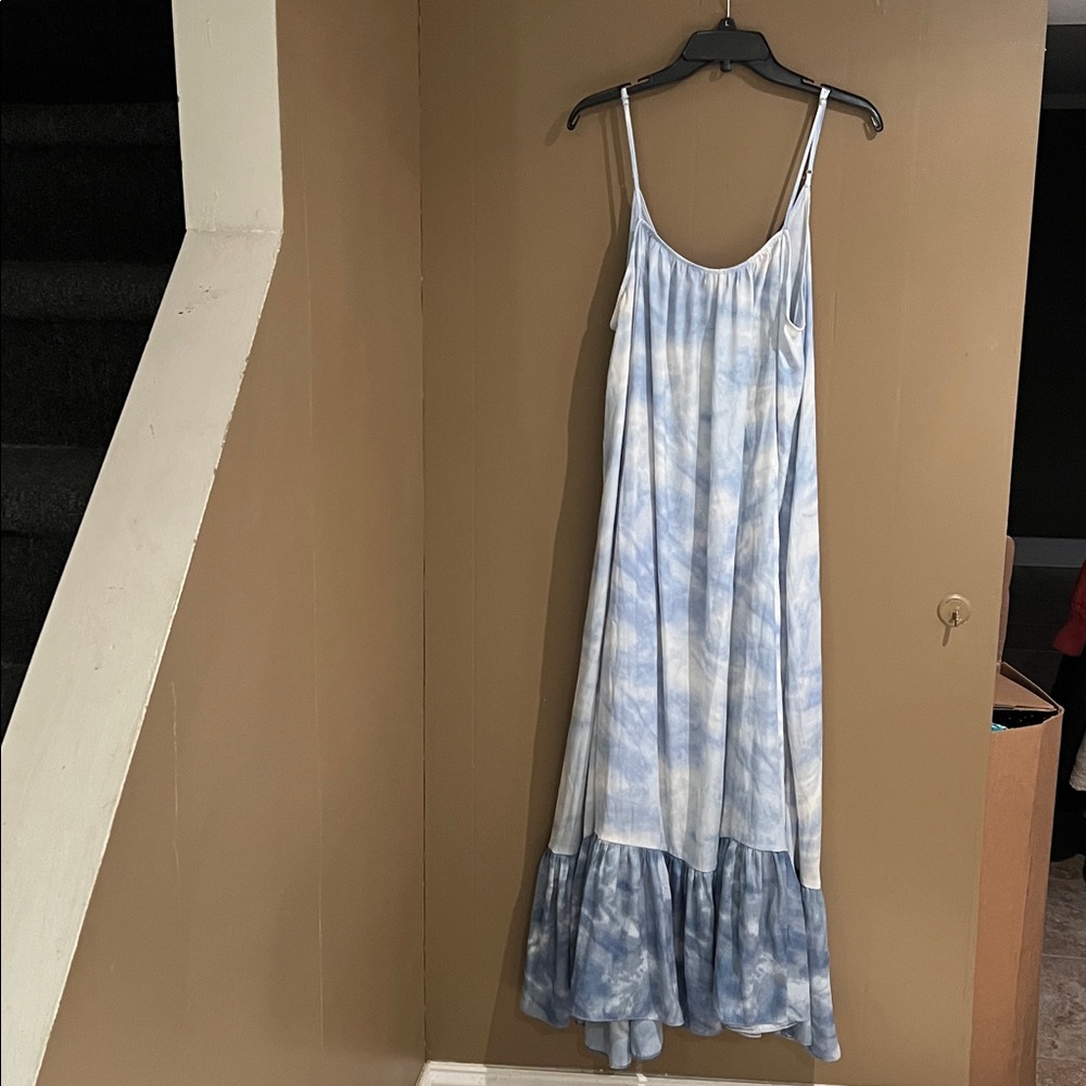 Free People Intimately Maxi Lounge Dress in Blue Floral Combo. Sz L - Picture 2 of 9